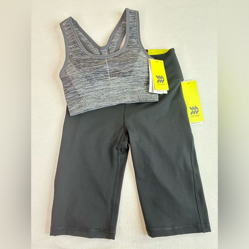 All In Motion Women’s Active Gray Sports Bra and Shorts Set Workout Yoga Sz XS